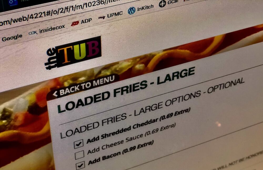 online ordering at the Tub